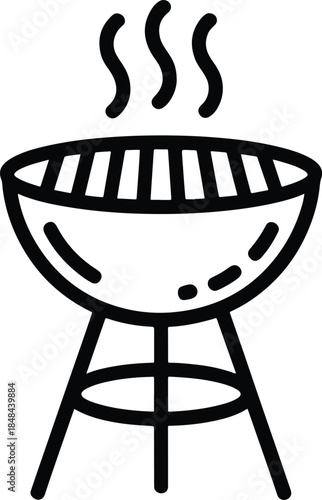 Barbecue Grill with Smoke Illustration for Summer Cookouts