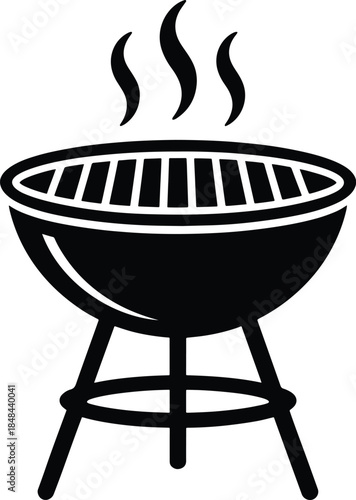 BBQ Grill With Smoke Silhouette Icon