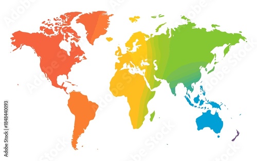Colorful Flat Vector blank world map Illustration