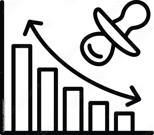 Birth rate declining concept illustrated by graphic