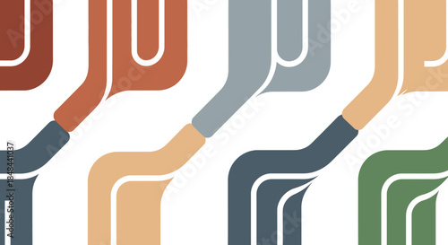 Colorful abstract pipe shapes connected.