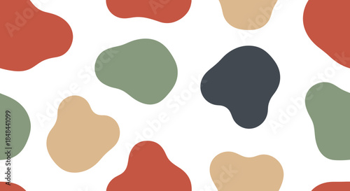 Colorful abstract shapes on white.