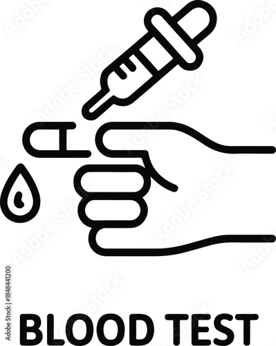 Blood test icon with dropper and hand