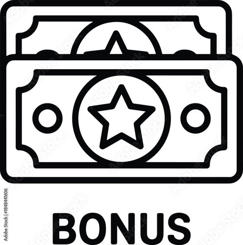 Bonus Money Stack Outline Icon Design