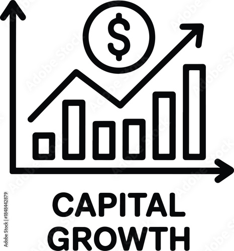 Capital Growth with Dollar Coin and Upward Graph