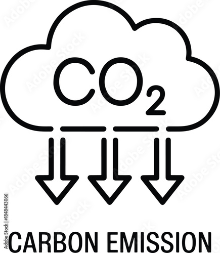 Carbon Emission Icon Cloud and Arrows