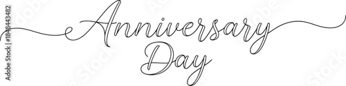 Anniversary day celebration script elegant cursive typography design minimalist black white simple art