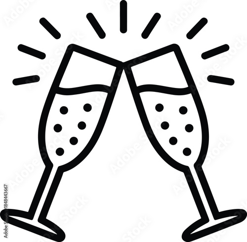Champagne Glasses Toasting Celebration Drink Icon