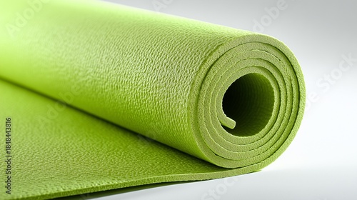Light green yoga mat on a white background