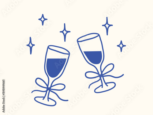 Two wine glasses clinking, champagne glass, celebration festive occasion