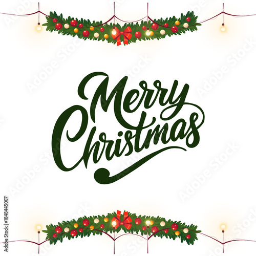 Merry Christmas festive greeting design with bright holiday colors, joyful lettering, and a cozy winter atmosphere. Perfect for greeting cards, social media posts, banners, posters.