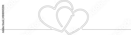 Two interlocking hearts continuous line drawing minimal abstract love romance relationship symbol icon