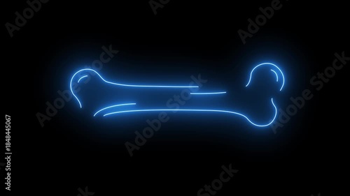 Single Long Bone Anatomy Neon Blue Glowing Motion Graphic
