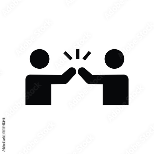 Two People Bumping Fists in Black Silhouette on White Background