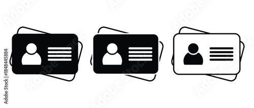 ID Card icon set. ID Card icon collection. Driver's license Identification card icon symbol. ID Badge Symbol. Identity sign. Vector illustration