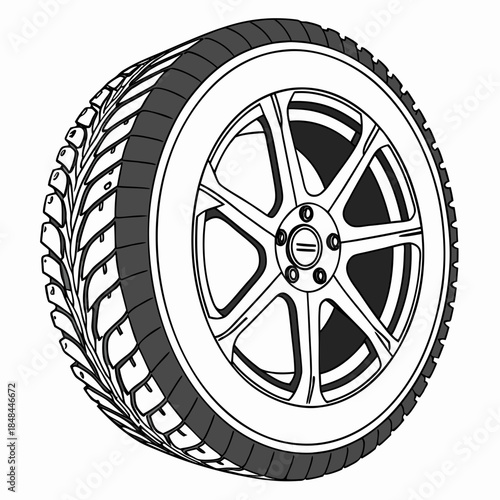 Offroad wheel tire without tread pattern black and white