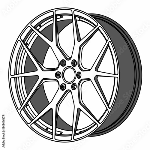 Realistic forged carbon metal wheel rim