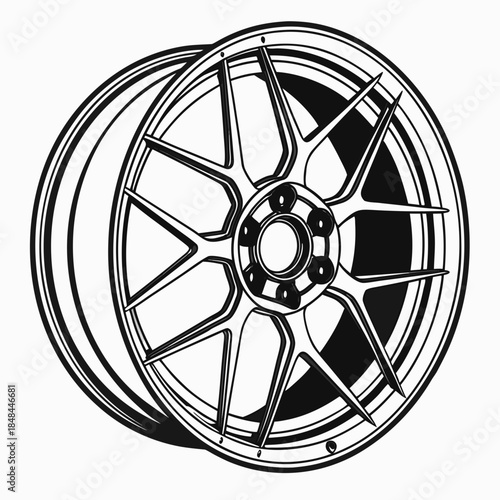 Realistic forged carbon metal wheel rim 1