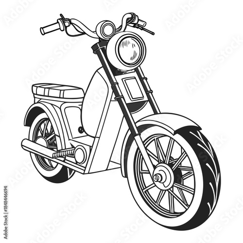 Black and white of minimalist electric moped minimalist black and white