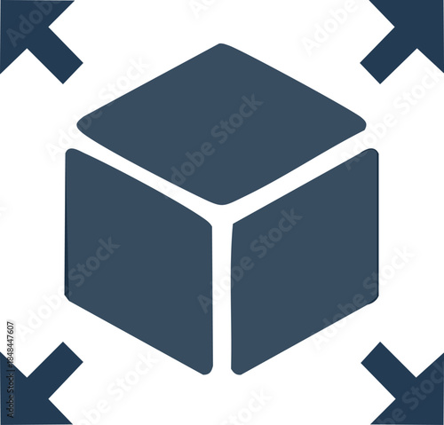 Iconic 3D Cube Symbolizing Expansion, Growth, and Dimensionality in Graphic Design