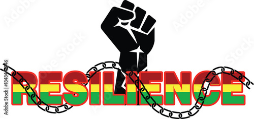 Resilience Symbol with Fist Breaking Chains Graphic Design