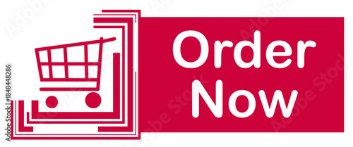 Order Now Pink Shopping Cart Squares Border Text