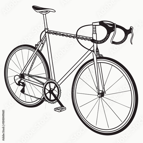 Black and white of classic road bicycle road bike classic bike