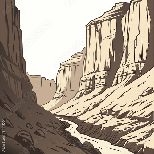 Canyon cliffs with deep gorge landscape nature