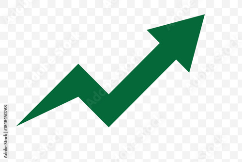 A simple red line graph with an upward trend and arrow indicating growth and progress