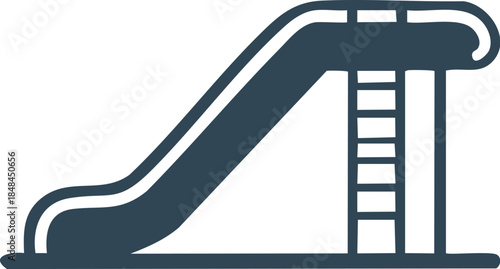 Clean vector illustration of a children's outdoor playground slide featuring a ladder for climbing, symbolizing recreation, fun, and youth activities