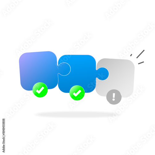 illustration of an incomplete puzzle with one missing piece. one step away from completion, final step, missing requirement, or unfinished process. This concept represents progress