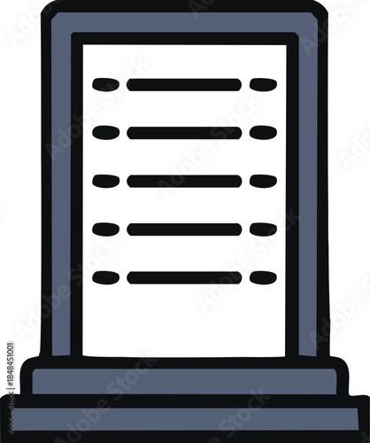 Simple hand-drawn memorial plaque icon with text lines, representing a historical marker, a directory board, or a remembrance monument