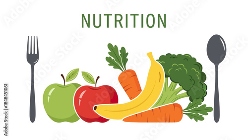 Healthy Food And Nutrition Concept With Fresh Fruits And Vegetables