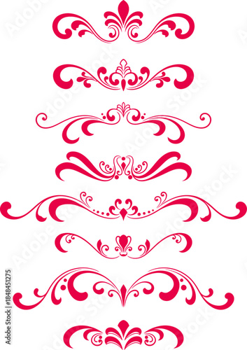 Elegant Red Ornate Flourishes and Dividers Collection