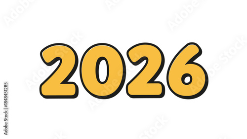 Bold Yellow 2026 New Year Text - Comic Book Style Numbers