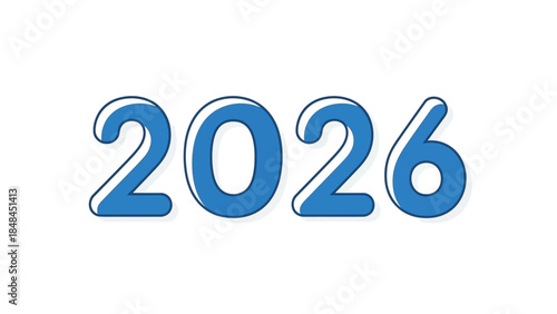 Blue Glossy 2026 New Year 3D Digits - Shiny Plastic Style Numbe