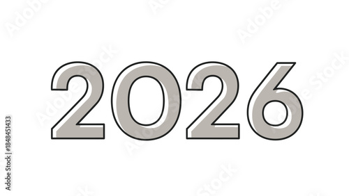 Silver Chrome 2026 New Year 3D Numbers - Shiny Steel Text Effect