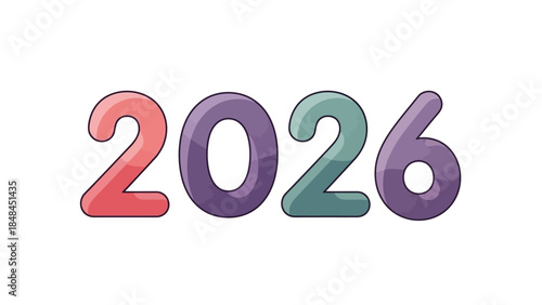 Colorful Purple and Green 2026 Numbers - Playful 3D Typography