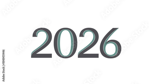 Simple Silver Grey 2026 Number - Clean 3D Metallic Look Design