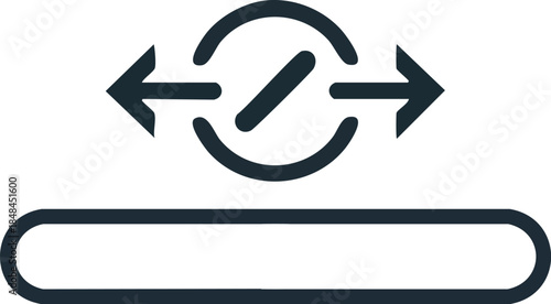 Interchangeable icon representing a bidirectional arrow with a dividing line inside a circle, suitable for symbolizing exchange or transfer options
