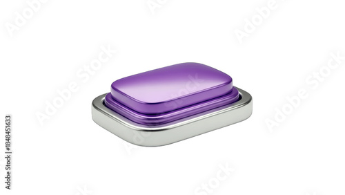 Purple Button on Silver Base Isolated on White