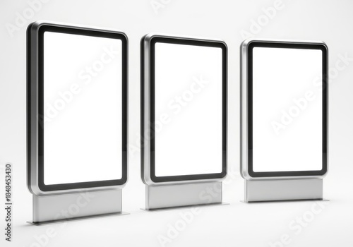 Three blank digital advertising billboards mockup for marketing