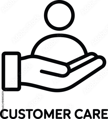 Customer care icon hand holding person