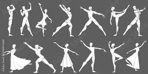 Dynamic human figure sketches a collection of expressive poses and movement studies