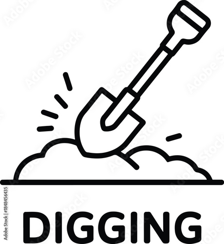 Digging Shovel Ground Outline Icon