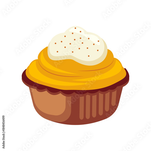 Yellow Frosted Cupcake With Cream
