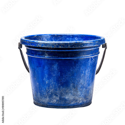 Blue bucket with a handle sits png