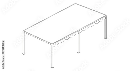 Simple isometric line drawing of an outdoor event canopy or party tent for gatherings, markets, and celebrations.