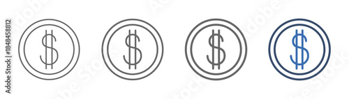 
outline icon set dollar with dollar coin design