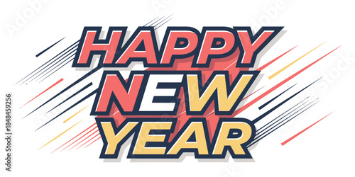Happy New Year celebration with colorful dynamic text